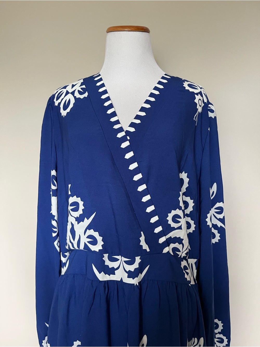 NWT Pretty Garden Blue and White Peasant Maxi Dress Size XL - Picture 3 of 12